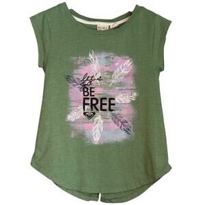 Roxy Girl's 8 Shirt Green Open Back “Let’s Be Free”